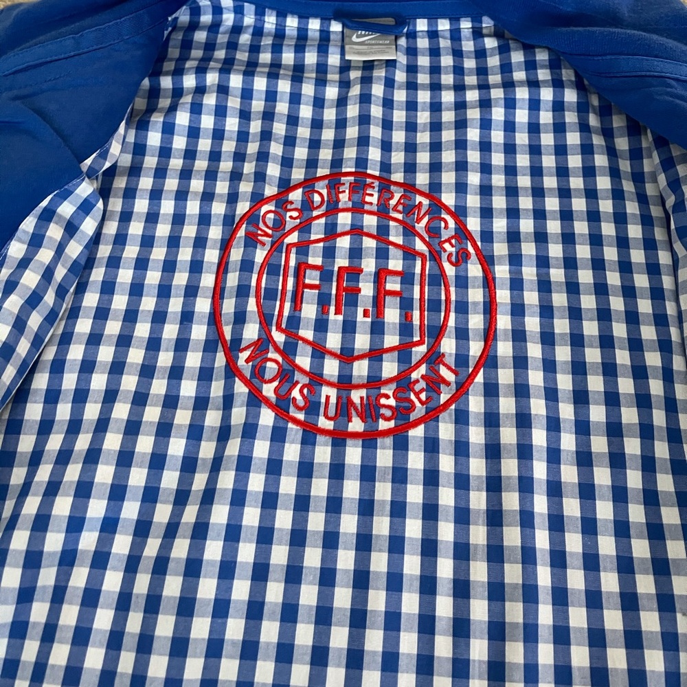 Rare Nike FFF blue jacket with gingham lining XL - Picture 6 of 7